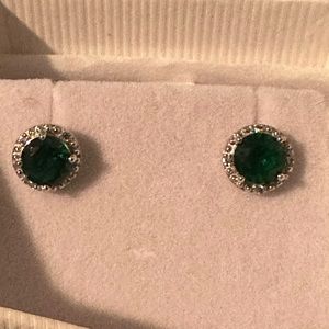 EMERALD STUD EARNINGS ROUND 2.00 ct, STERLING SILVER